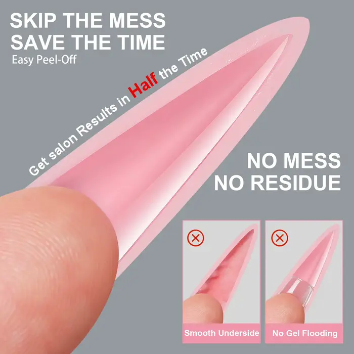 256 pièces/boîte – Formes à ongles sandwich double pour extension rapide – Système de construction en gel – Capsules d'extension d'ongles à couverture complète