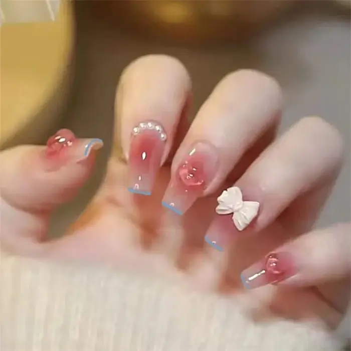 Faux ongles Vintage de noël faits à la main