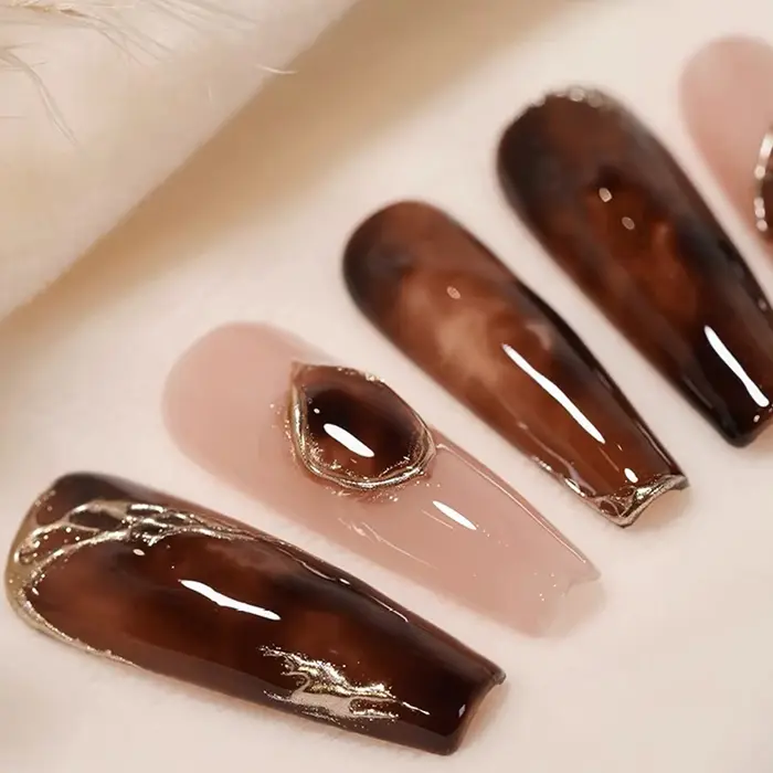 MIANEL 10ML Vernis à ongles gel ambre effet coquille Maillard automne pour ongles noirs, pour nail art, fournitures pour ongles