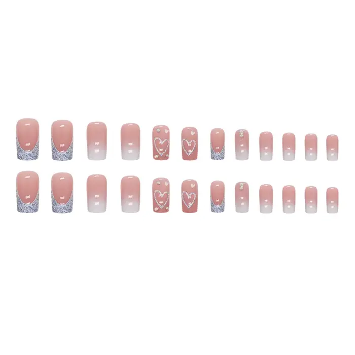 24 morceaux d'ongles longs et nus doux (forme carrée)