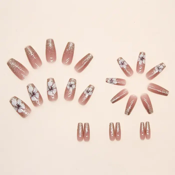 Faux ongles mi-longs pour femmes et filles