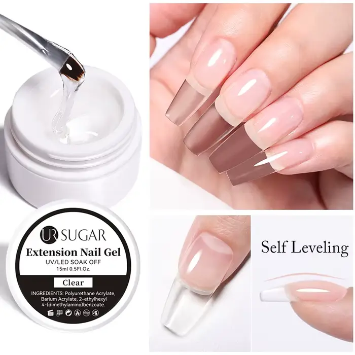 UR SUGAR 15ml boîte Extension Gel pour ongles gelée rose blanc clair Gel UV Gel dur