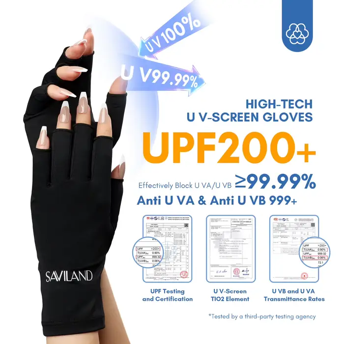 SAVILAND gants de Protection UV professionnels pour manucure en Gel Anti UVA UVB UPF200 +
