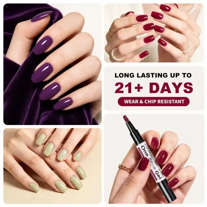 Vernis à ongles gel UV 3-en-1 tendance, séchage rapide, brillant, longue tenue, couleur unie, pour manucure en salon