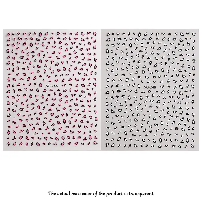 Autocollant pour Nail Art imprimé léopard marron noir rose, curseur auto-adhésif français noir migno
