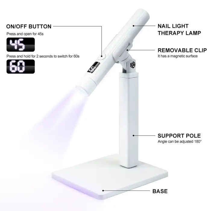 Lampe LED UV Portable pour ongles et Base de Support de lumière LED Rechargeable pour les ongles Gel