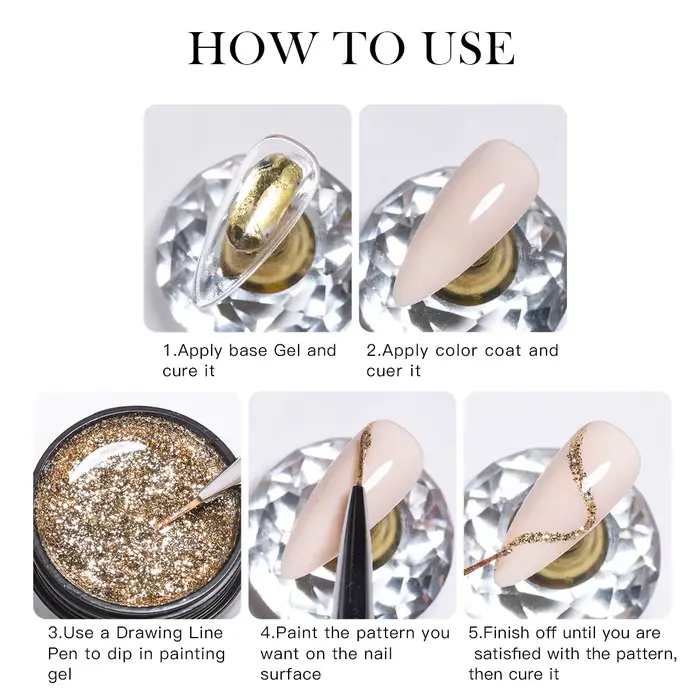 Quatre Lily 8ml or scintillant platine vernis à ongles paillettes longue durée Semi Permanent Nail Art peinture Gel