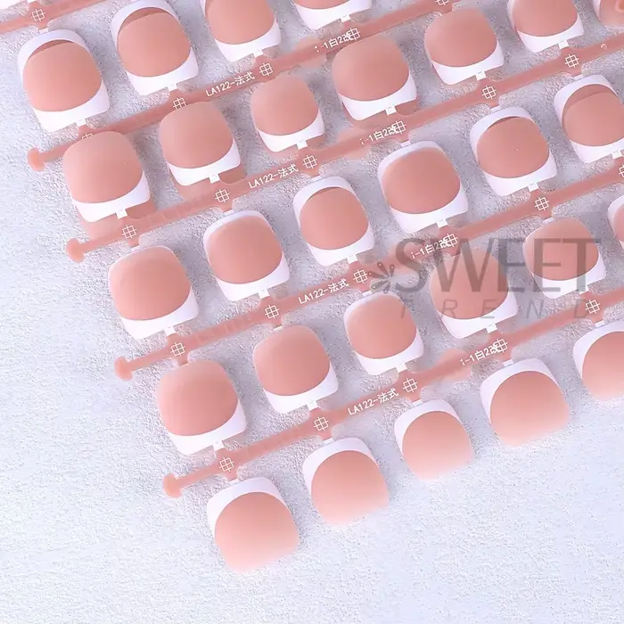 160 pièces faux ongles des orteils rose français court carré couverture complète naturel artificiel acrylique