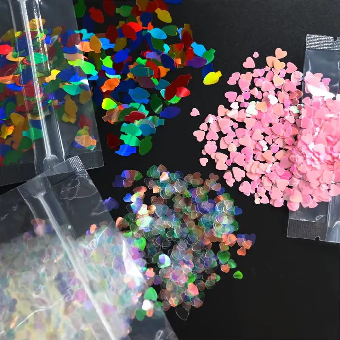 Paillettes holographiques pour ongles, 10g, cœur d'amour rose, décoration Nail Art, taille mixte, fl