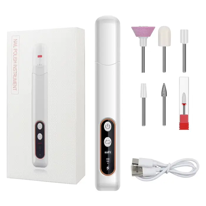 Perceuse à ongles sans fil 6 en 1, 15000 tr/min, avec lumière LED et écran, coupe-ongles, réparation