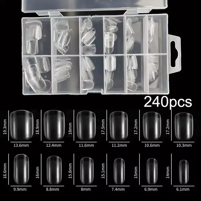 240 pièces/boîte semi-mat XXS amande ongles conseils couverture complète Gel doux faux ongles artifi