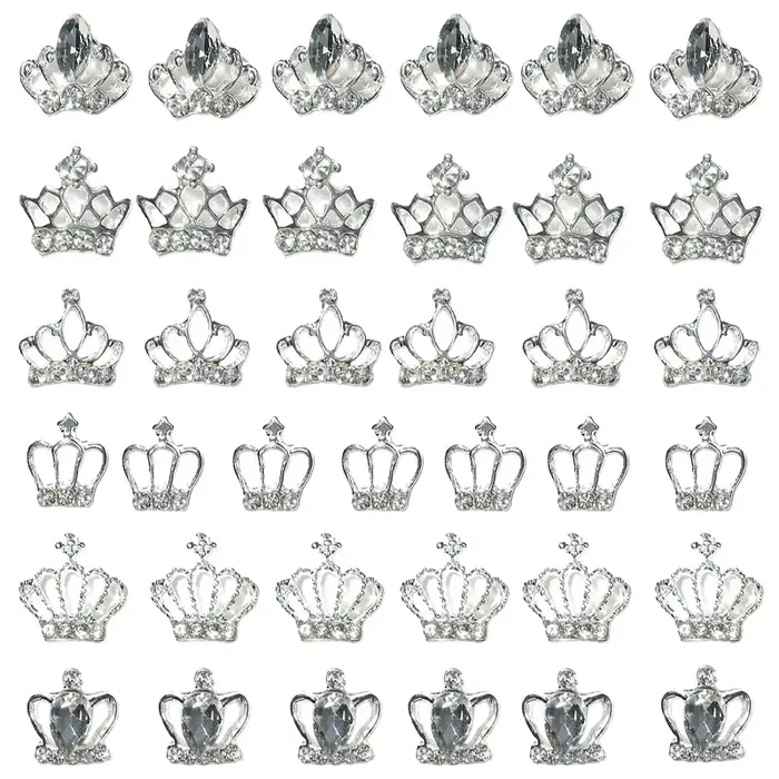 30 pièces de breloques de couronne exquises pour ongles