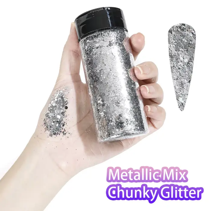 80g mélange métallique gros paillettes artisanat paillettes poudre mélangée grosses paillettes fines