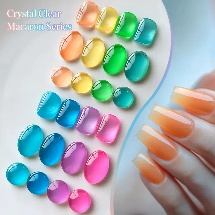 8 couleurs ensemble été glace à travers Macaron méthyl Gel populaire blanchissant gelée vert ongles