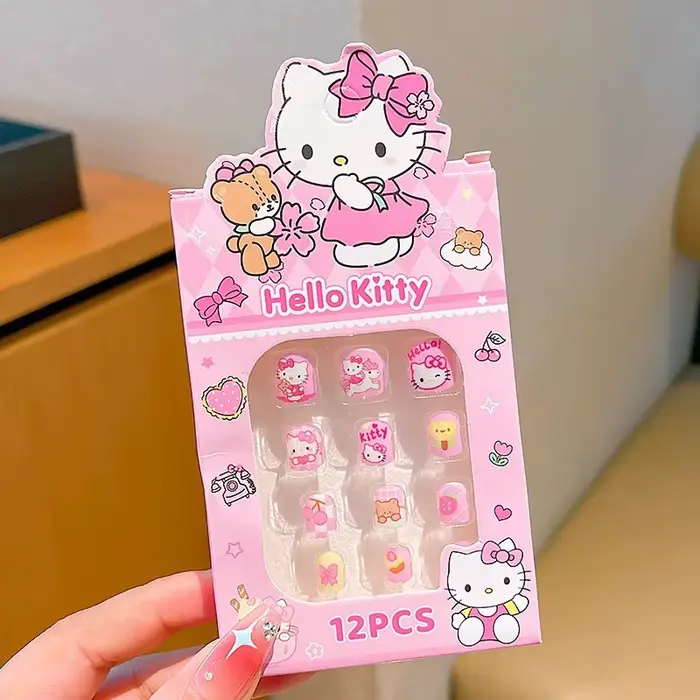 Faux ongles pour enfants, style kawaii, dessins animés Sanrio, mignons, Kuromi, My Melody, Cinnamoro