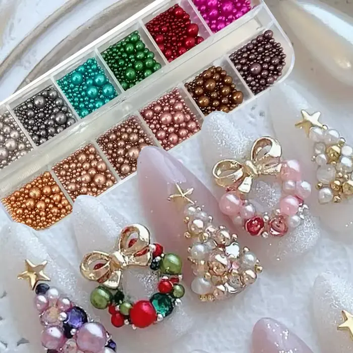 12 couleurs mélange taille ongles perles strass pour manucure bricolage