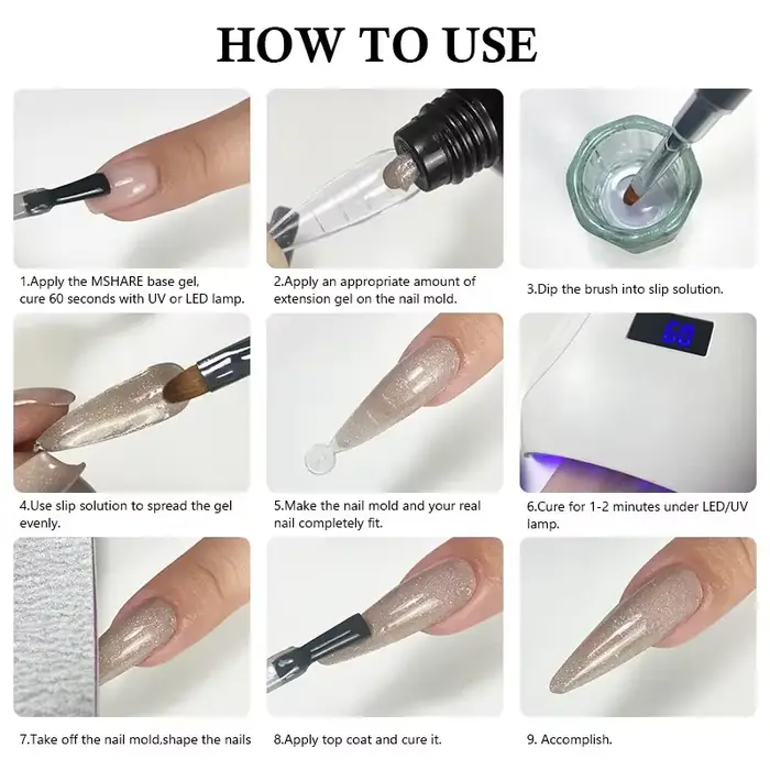 MSHARE 50g Shimmer acrylique Gel Extension