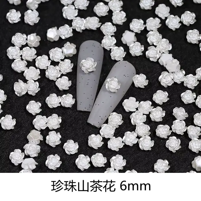 50pcs mignon nouvelle résine Mini 3D blanc plaqué Rose ongles strass gemmes paillettes Nail Art bijo