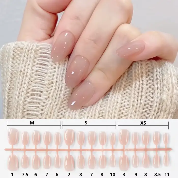 150 pièces dégradé court amande presse sur ongles Simple brillant nu faux