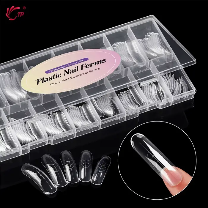 TP 150 pièces formes d'ongles cercueil incurvées longues moule à ongles clair pour Gel d'ongle Poly 