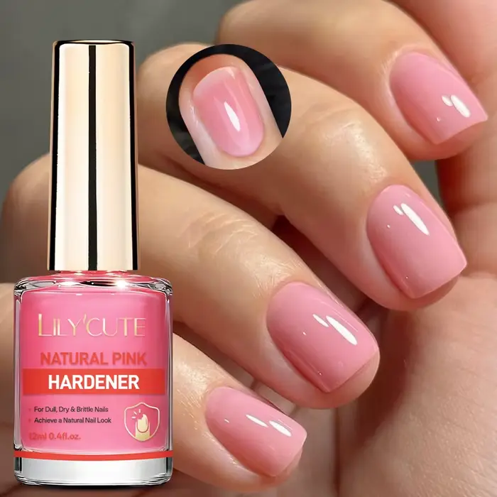 LILYCUTE Vernis à ongles 12ml Rose, fortifiant naturel pour ongles, durcisseur rose naturel, laque v