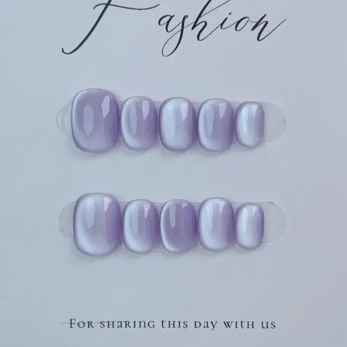 10 pièces ballerine courte presse à la main sur les ongles bleu oeil de chat faux ongles portable on