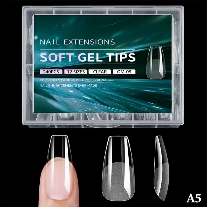 Faux ongles de luxe en Gel doux, Capsules semi-mates, cercueil français d'amande, couverture complèt
