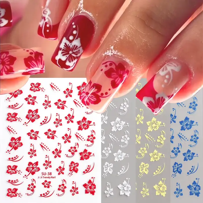 Autocollants pour ongles fleur d'hibiscus