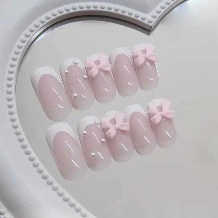 Faux ongles de ballet à presser avec motif de fleurs