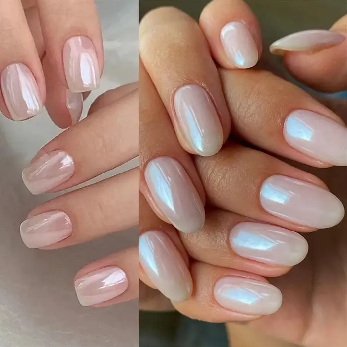 Poudre de paillettes pour ongles blanc nacré effet lune