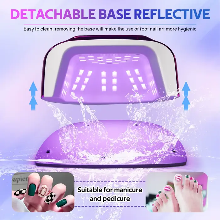 Lampe à ongles LED UV rechargeable 200W, sèche-ongles sans fil avec 3 réglages de minuterie et capte