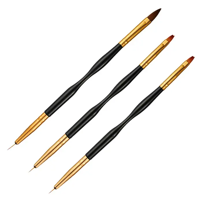 3 pièces 8/10/14 # Kolinsky acrylique brosse à ongles Poly Extension Gel