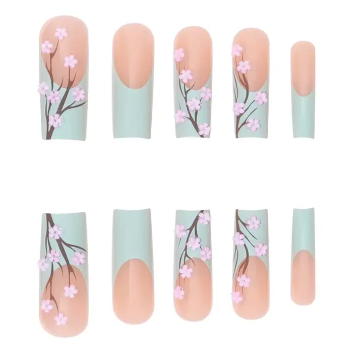 Faux ongles carrés mi-longs pour femmes et filles