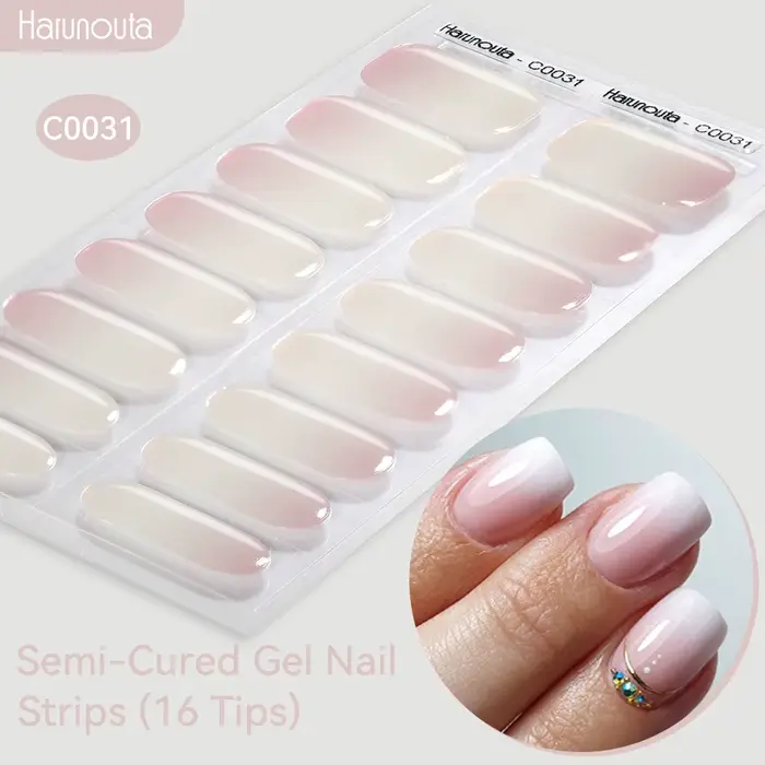 Harunouta dégradé Semi-durci Gel autocollant pour ongles longue durée UV autocollant pour ongles UV/