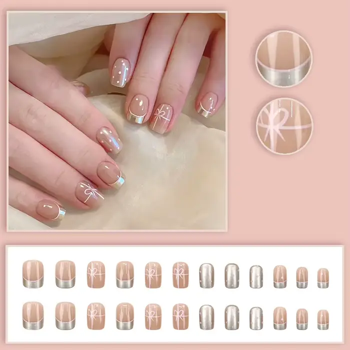 Faux ongles carrés courts pour femmes et filles