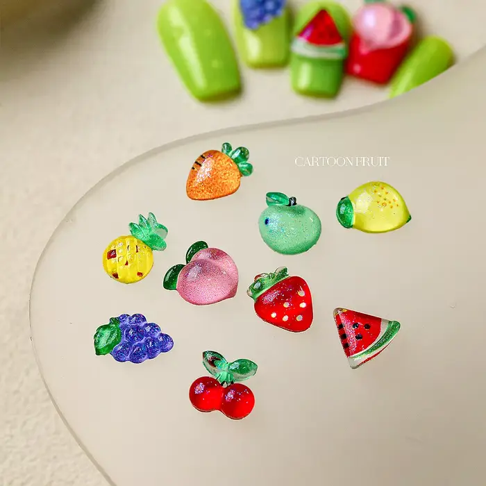 Pièces de breloques pour ongles en résine de citron, couleurs mélangées, patchs de citron, décoratio