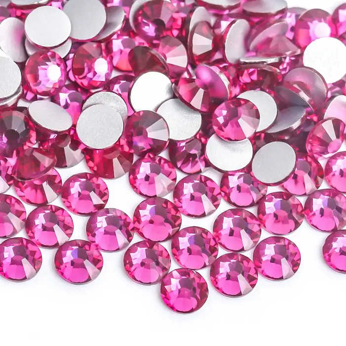 VC rose clair/Rose/Fuchsia/Rose verre 3D Nail Art strass SS3 ~ SS34 ongles en cristal décorations Non HotFix