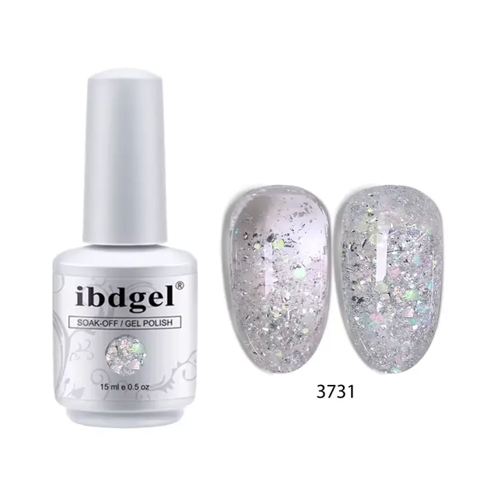 Ibdgel 15g Gel à ongles pailleté transparent, gel flash éclatant, vernis semi-permanent UV, gel pour