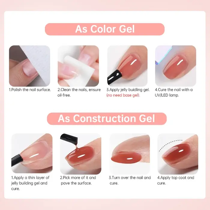 UR SUGAR 15ml Gel Base Caoutchouc 4-en-1 pour Construction, Renforcement et Nail Art Naturel, Vernis à Ongles Gel UV/LED Soak Off