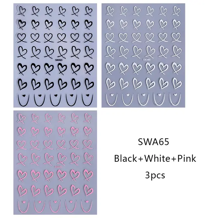 Autocollants 3D du Jour de Léon pour Nail Art, Décalcomanies Adhésives pour Ongles, Lignes Noires, B