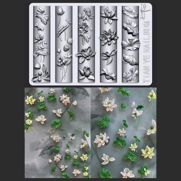 Moule à ongles incurvé 3D série fleurs