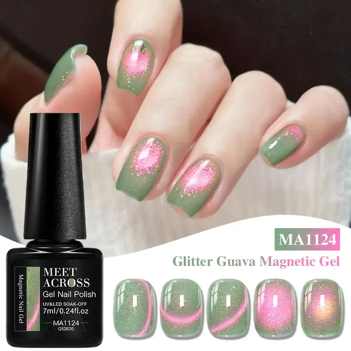 Vernis à ongles gel magnétique pailleté Guava Cat