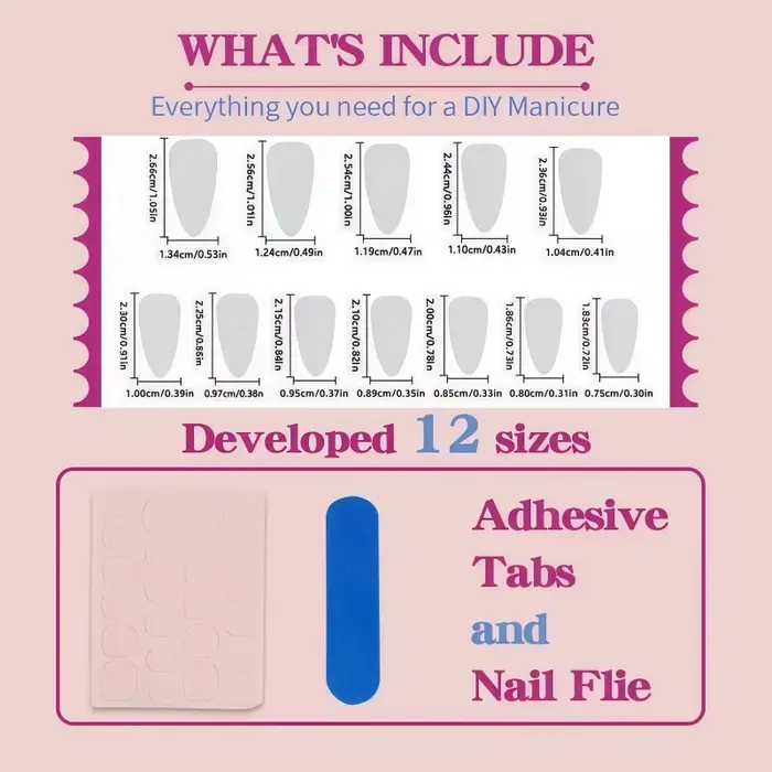 24 faux ongles en forme d'amande