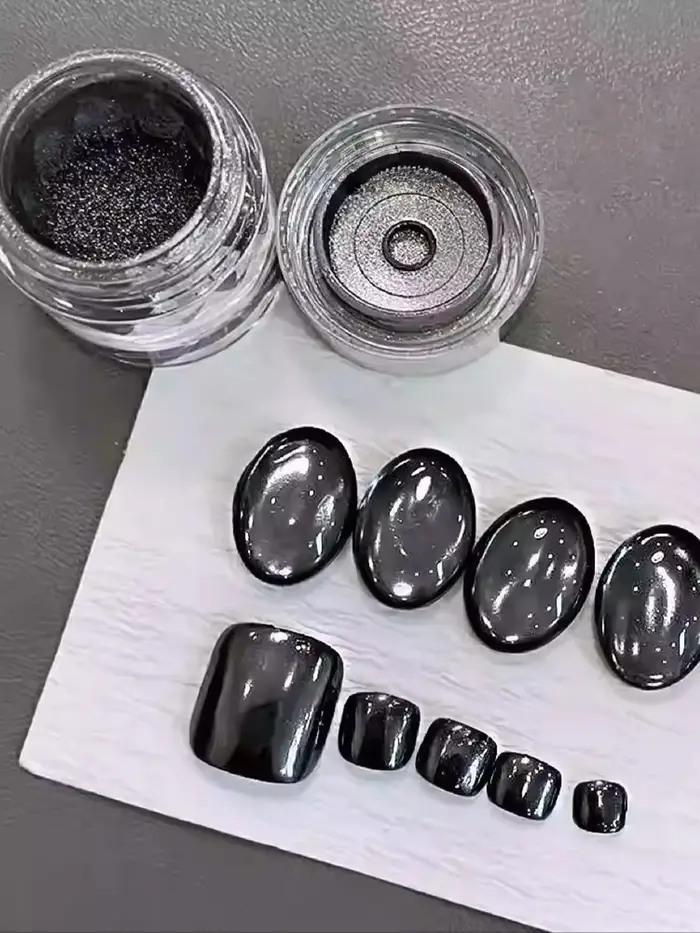 1 Boîte de Poudre à Ongles Super Magic Mirror Noire