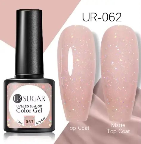 UR SUGAR 7.5ml Rose paillettes couleur unie Gel vernis à ongles gelée nu