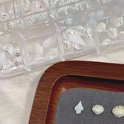 12 grilles/boîte bleu blanc breloque pour ongles coquille étoile de mer queue de sirène 3d accessoires de Nail Art pour un Look de manucure rêve et océanique