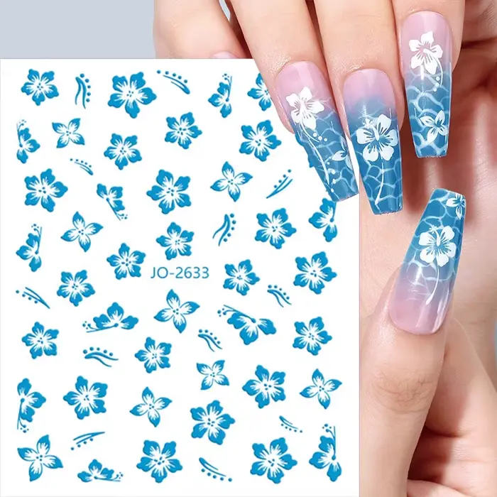 Autocollants 3D de fleurs d'hibiscus pour la décoration des ongles