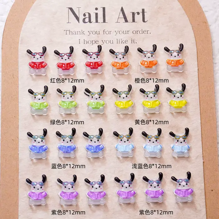 100 pièces/paquet de breloques pour ongles Happy Pochacco-art d'ongle de dessin animé 3D mignon, déc