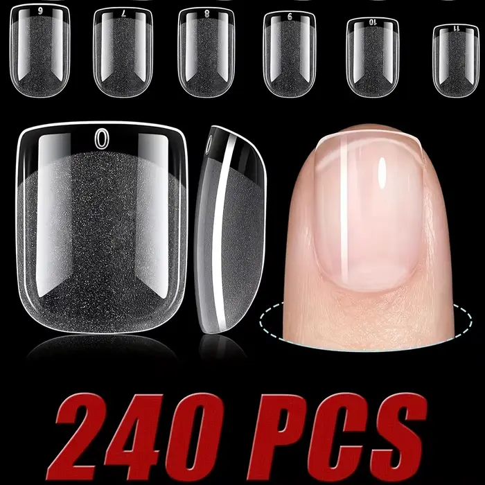 ARTAUG 240 pièces presse courte sur les ongles carré blanc Gel Lucency faux ongles couverture complè