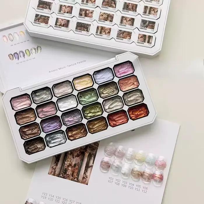 24 Couleurs Poudre de Fée Crème Gel Nail Art 3D UV/LED Gel Micro-Texture DIY Accessoires de Conception Florale pour Outils de Manucure
